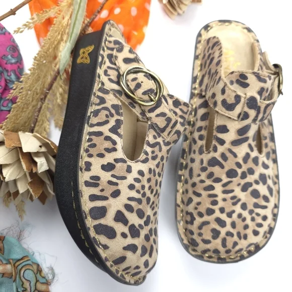 Alegria Leopard Print Women Clog Mule Nursing Shoes Sz 36 - Picture 4 of 10